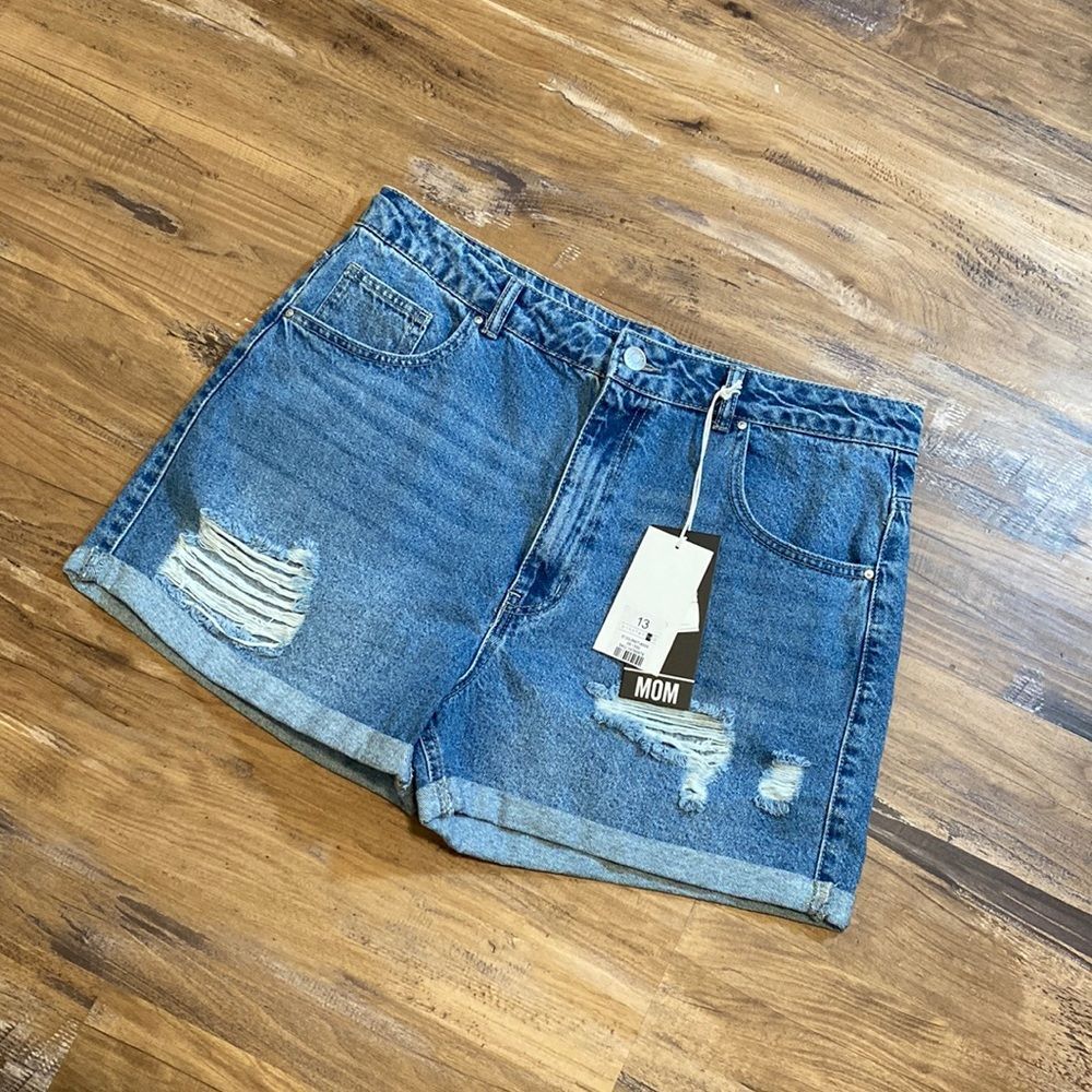 Distressed Mom Jean Shorts